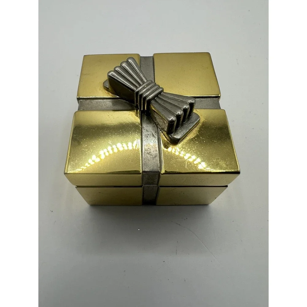 Collezio Miniature‎ Brass Gift Box New Battery Gold Tone Clock Watch V